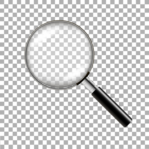 Realistic magnifying glass on transparent background. Vector illustration - Vector, Image