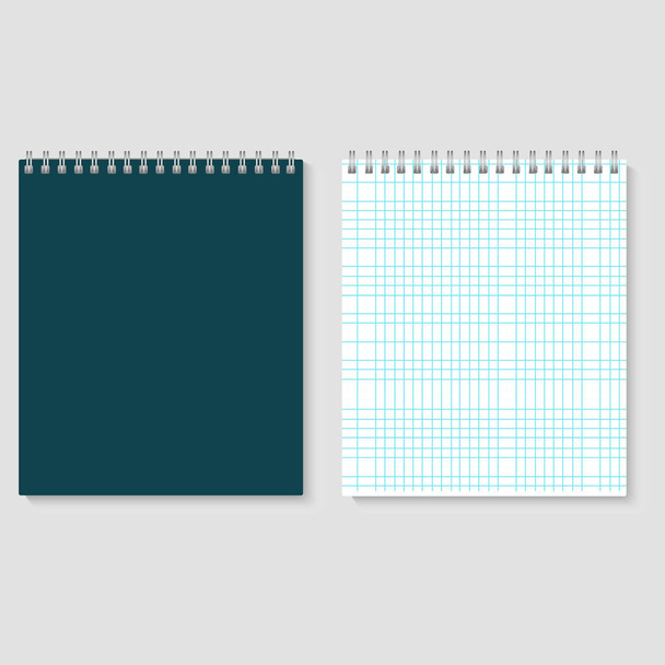 Blank realistic spiral squared notebook mockup. Vector illustration - Vector, Image