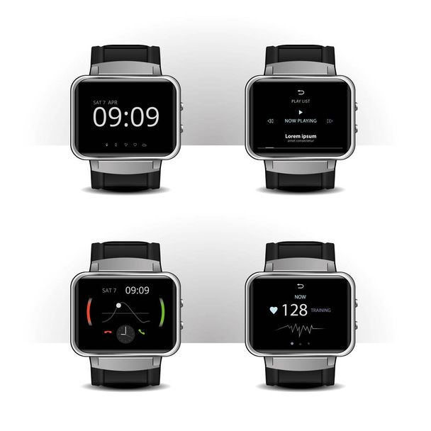 Smart Watch digitális kijelző készlet Vektor illusztráció - Vektor, kép