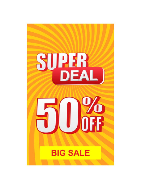 Super deal 50 procent korting korting en grote verkoop banner, vector - Vector, afbeelding