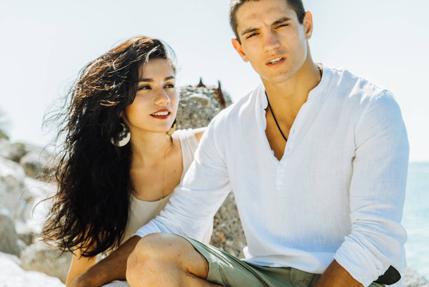 Stylish young couple in love guy and girl - Valokuva, kuva