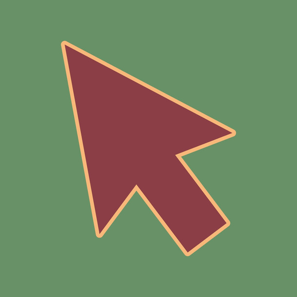 Arrow sign illustration. Vector. Cordovan icon and mellow aprico - Vector, Image
