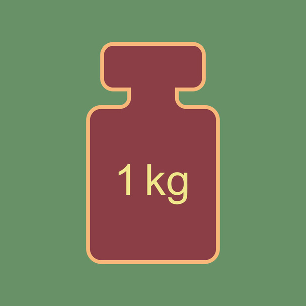 Weight simple sign. Vector. Cordovan icon and mellow apricot hal - Vector, Image