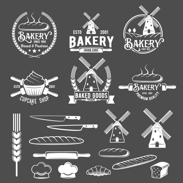 Collection of vintage retro bakery logos - Vector, Image
