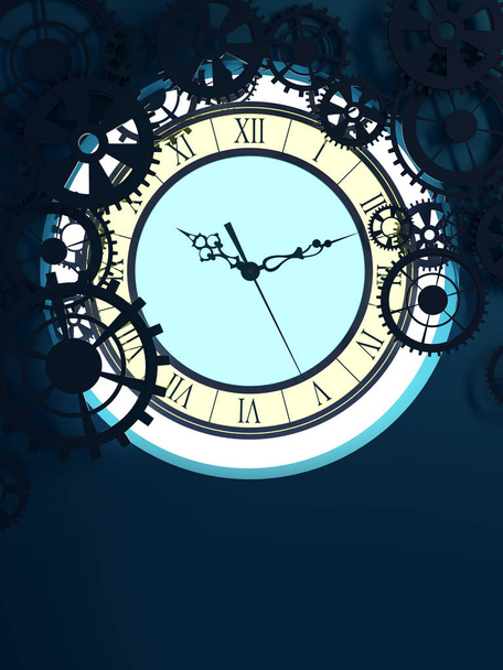 old clock with gears background - Zdjęcie, obraz