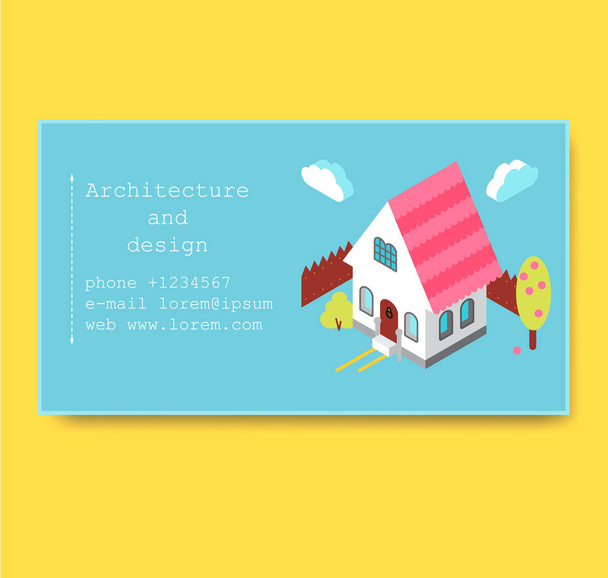 Visitenkarte mit isometrischem Haus - Vektor, Bild