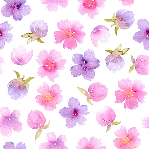 Patrón sin costura floral con acuarela flores rosa y púrpura
 - Foto, imagen