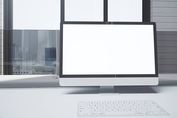 Desktop with blank pc - Foto, afbeelding