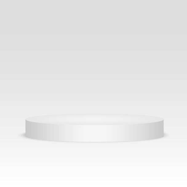 Blank template of white podium, scene. 3d illustration of blank template layout of white empty musical, theater, concert or entertainment stageVector illustration - Vector, Image
