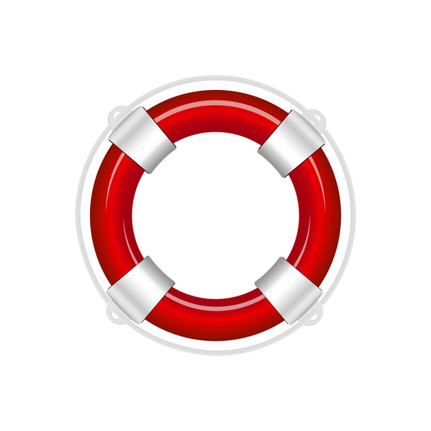 Red life buoy isolated on white background. Vector Illustration. - Vettoriali, immagini