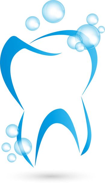 Fogászati és buborékok, dental fogászat és logó - Vektor, kép