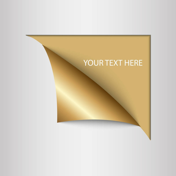 Paper curled corner on gold background.  Vector illustration - Vector, Image