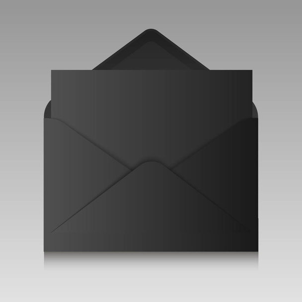 Realistische zwarte envelop geïsoleerd op een achtergrond. Vectorillustratie - Vector, afbeelding