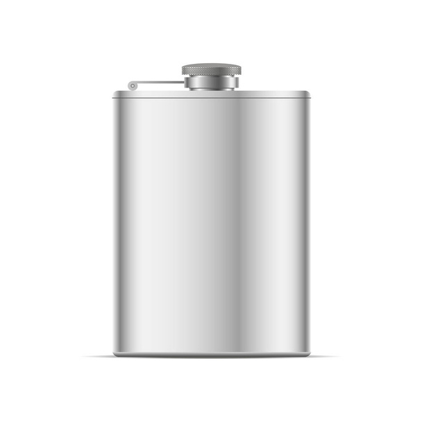 Realistic metal hip flask . Vector illustration - Vettoriali, immagini