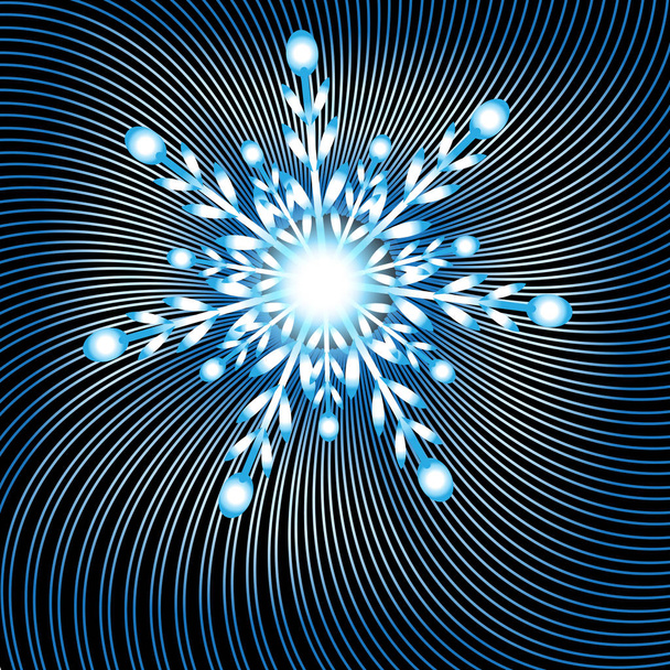 Festive Christmas card with a glowing big snowflake - Vector, Image