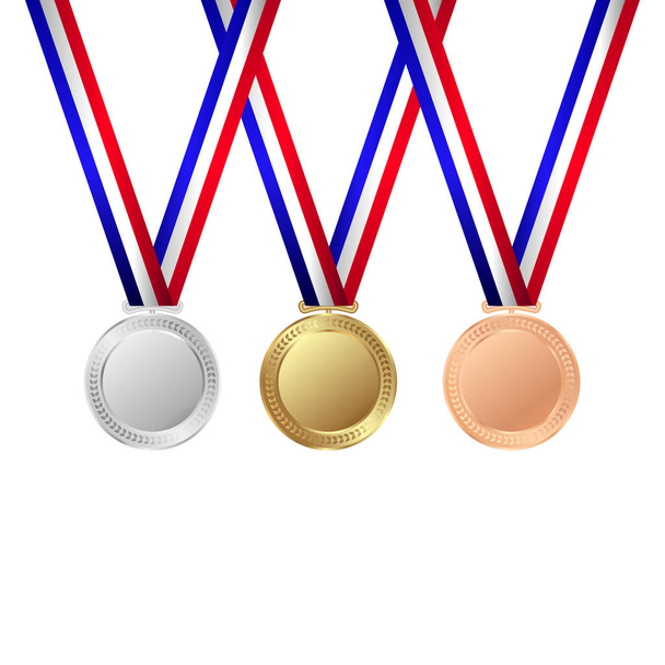 Gold, silver and bronze medals. Trophy . Vector illustration - Vector, Image