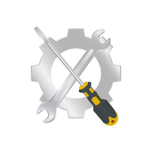 Klíč šroubovák a vybavení opravit logo. vektorové ilustrace - Vektor, obrázek