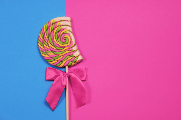 Lollipop on two tone background - Fotoğraf, Görsel