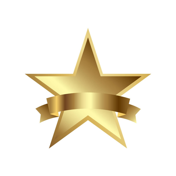 Vector illustration of gold star award with shiny ribbon with space for your text - Вектор,изображение