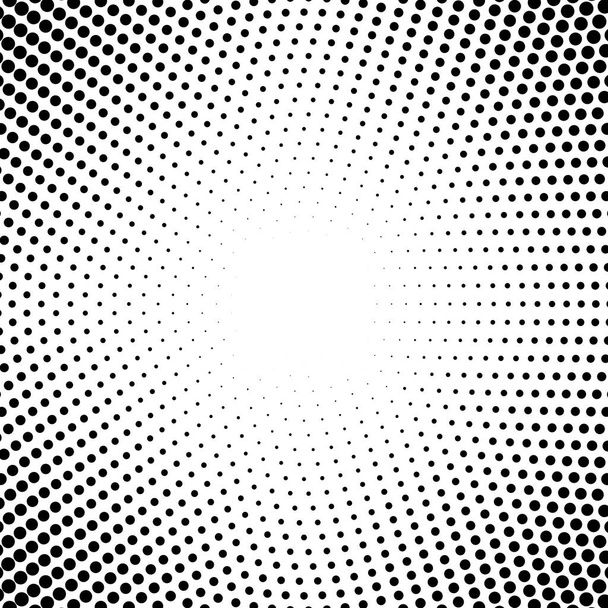 Напівтонний плямистий фон кругово розподілений. Векторний візерунок ефекту напівтону. Коло крапок ізольовано на білому тлі
. - Вектор, зображення