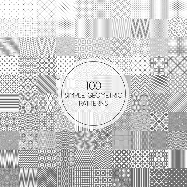 Συλλογή από 100 απλό μονοκόμματων γεωμετρικών μοτίβων - Διάνυσμα, εικόνα