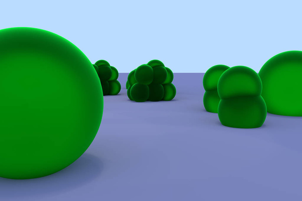 異なるサイズの緑がかった、やや透明球 - 写真・画像