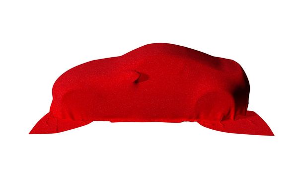 Auto mit einem Tuch abgedeckt isoliert. 3D-Darstellung - Foto, Bild