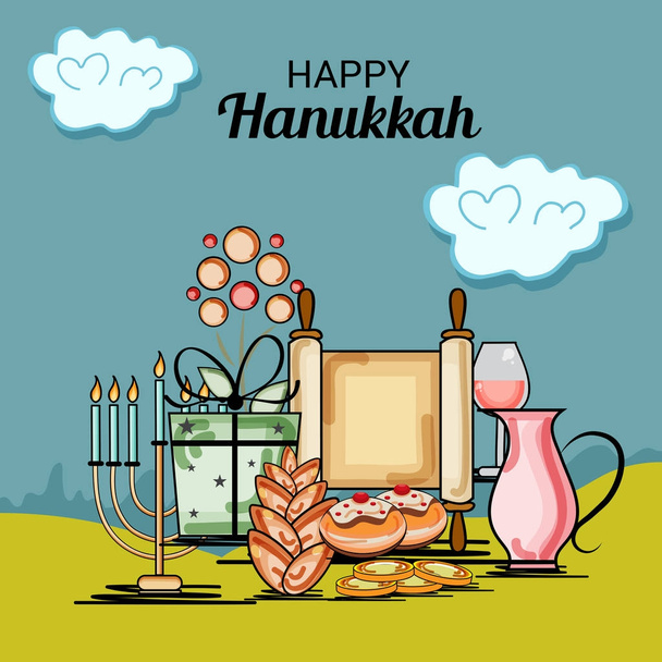 Happy Hanukkah Jewish Holiday. - Vektor, Bild