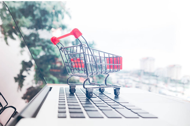 Online nakupování s nákupní košík a kreditní karty - Fotografie, Obrázek