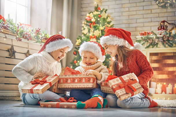 children at Christmas - 写真・画像