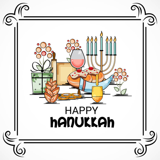 Happy Hanukkah Jewish Holiday. - Вектор, зображення
