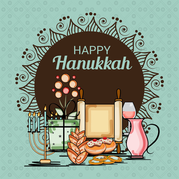 Happy Hanukkah Jewish Holiday. - Вектор, зображення