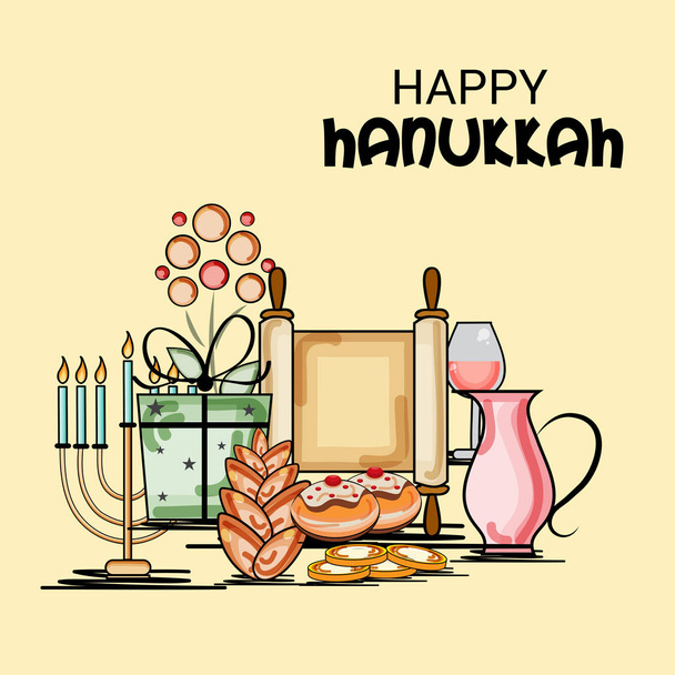 Happy Hanukkah Jewish Holiday. - Vector, imagen