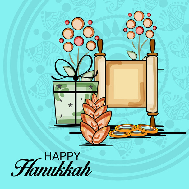 Happy Hanukkah Jewish Holiday. - Вектор,изображение