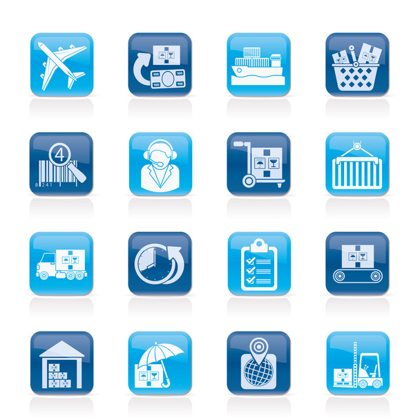 Cargo, logistic and shipping icons - Wektor, obraz