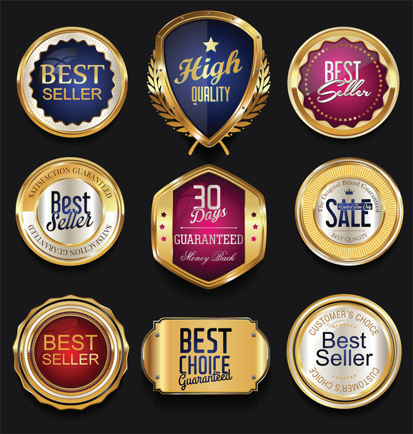 Golden sale frame badge and label vector collection - Vecteur, image