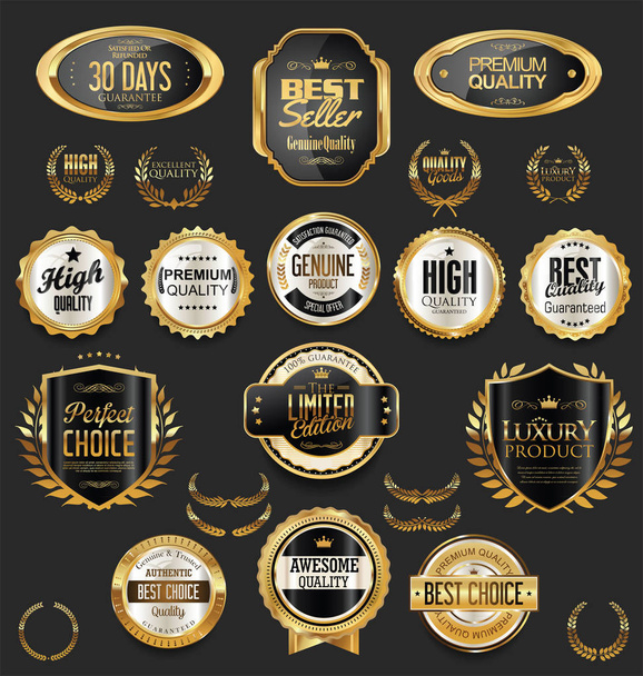 Golden sale frame badge and label vector collection - Vector, Imagen