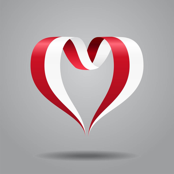 Indonesian flag heart-shaped ribbon. Vector illustration. - Vettoriali, immagini