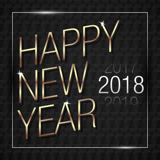 Ilustracja wektorowa szczęśliwy Nowy Rok 2018 złota z czarny szablon kolory - Wektor, obraz