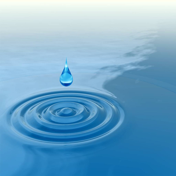 Kropla wody spada w powierzchni wody - Zdjęcie, obraz