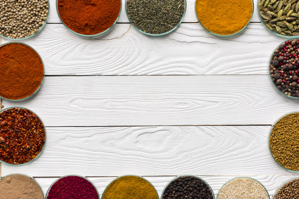 Top View Of Different Spices In Glass Free Stock Photo and Image