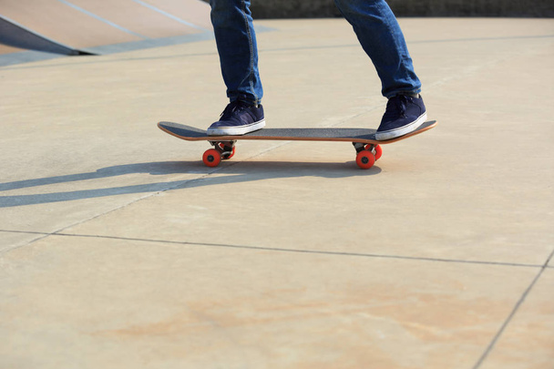 skateboarder practicing on ramp   - Photo, image