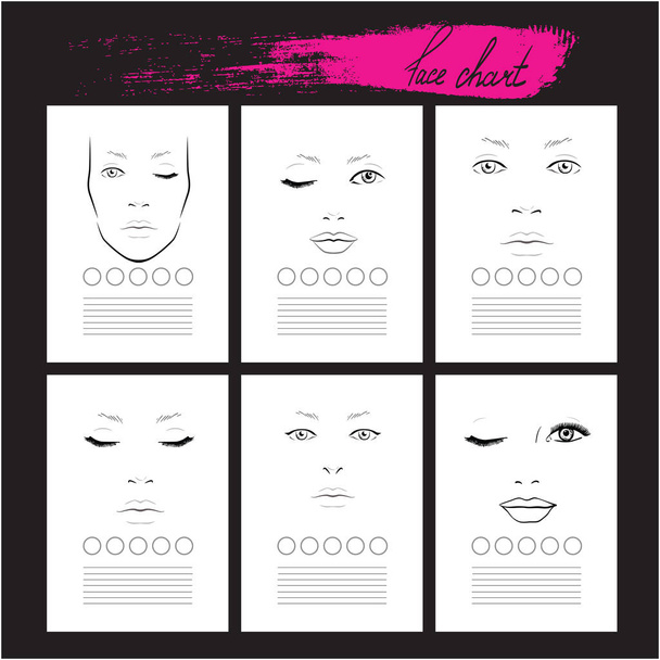 Встановити діаграму Face Makeup Artist Blank. Шаблон. ілюстрація
 - Фото, зображення