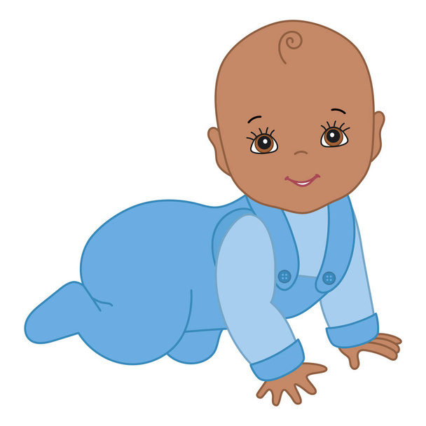 vettoriale carino afroamericano bambino ragazzo crawling
 - Vettoriali, immagini