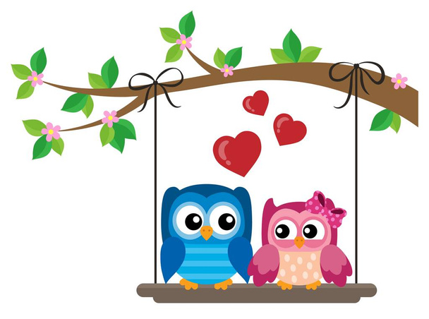 Valentine owls theme image 6 - Vektor, obrázek