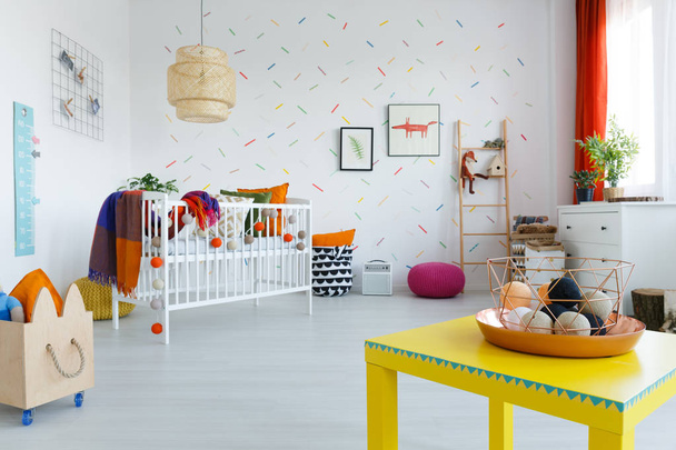 Yellow table in kid's room - Photo, image