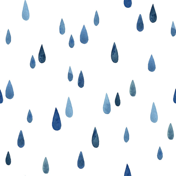 acuarela gotas de lluvia azul patrón sin costuras
 - Foto, Imagen