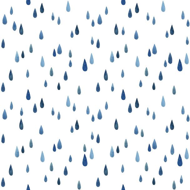 watercolor blue raindrops seamless pattern - Valokuva, kuva