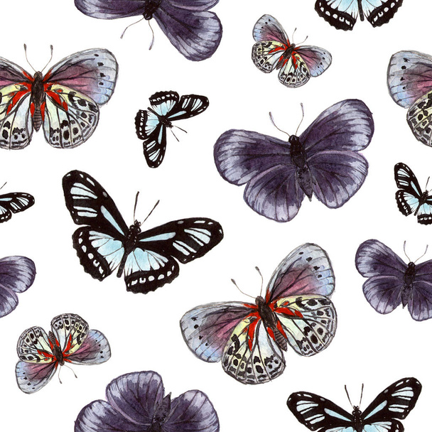 watercolor seamless pattern butterflies - Φωτογραφία, εικόνα