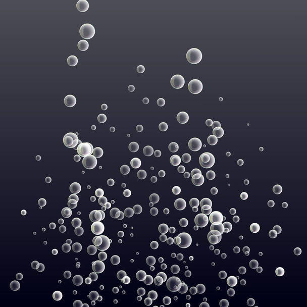 Onderwater bruiste Air Bubbles Vector. Diep Water. Cirkel en vloeistof, lichtontwerp. Koolzuurhoudende Sparkles In zee, Oceaan. Realistische afbeelding - Vector, afbeelding